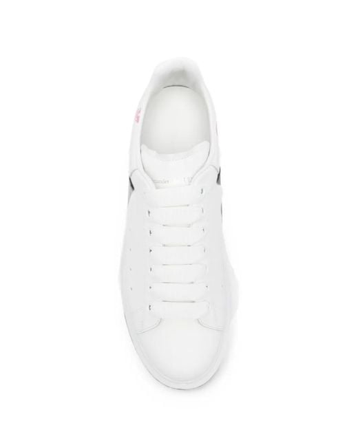 McQueen White Skull-Print Platform Sneakers
