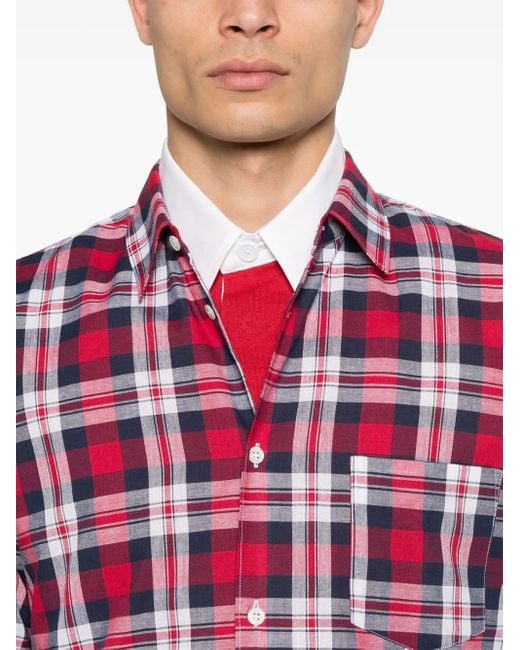 メンズ Comme des Garçons チェック シャツ Red