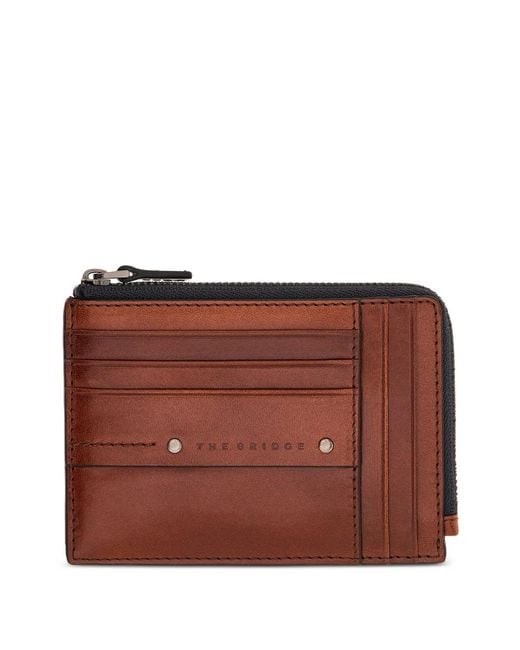 The Bridge Brown Ludovico Zip-Around Leather Cardholder for men
