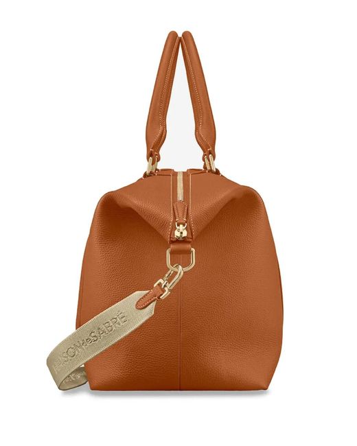 Maison De Sabre Brown Large Leather Weekender Bag