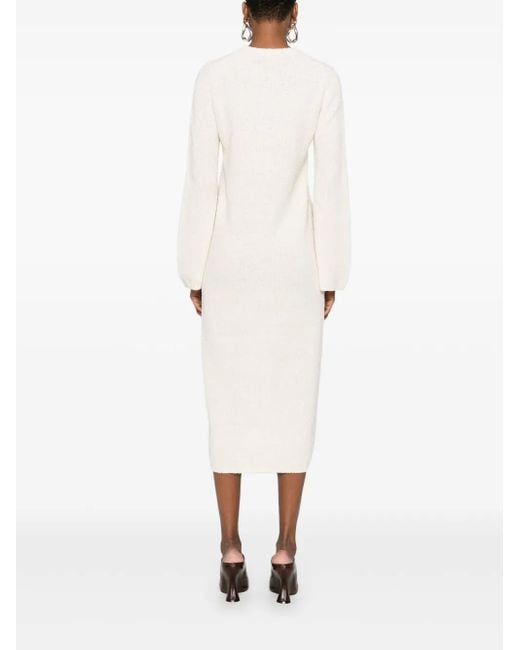 Theory White Bouclé Midi Dress