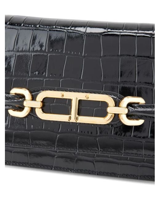 Tom Ford Black Whitney Crocodile-Effect Shoulder Bag