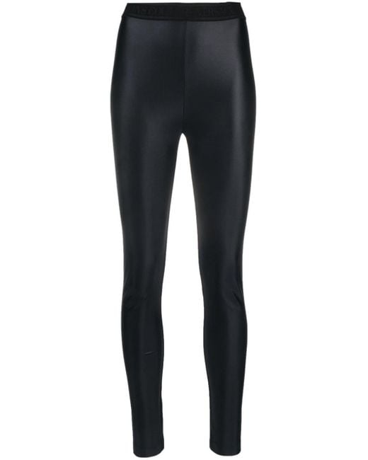 Legging taille haute à bande logo Versace en coloris Black