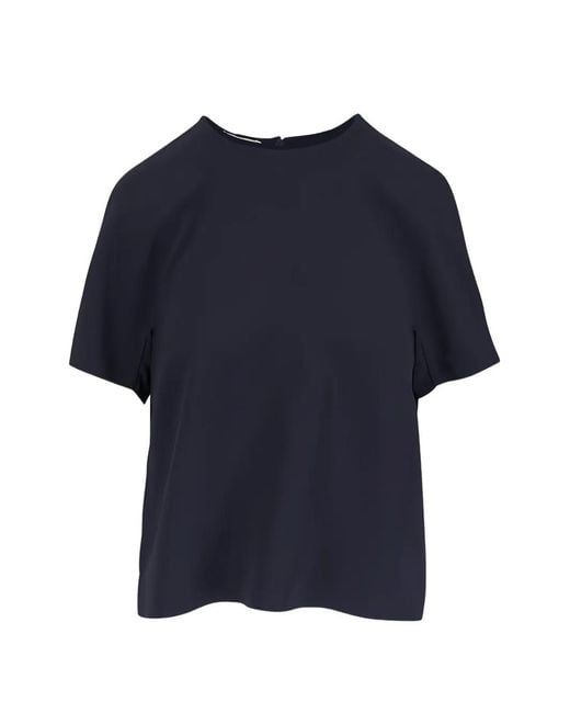 Lafayette 148 New York Blue Short-Sleeve Blouse
