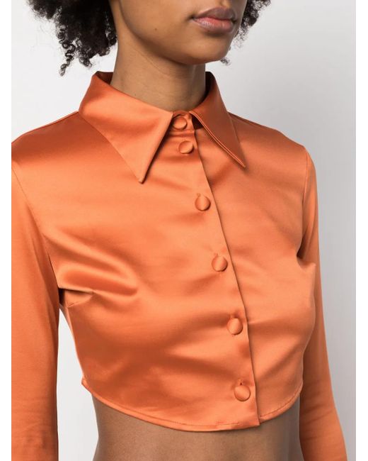 Gcds Orange Long Sleeve Cropped Top