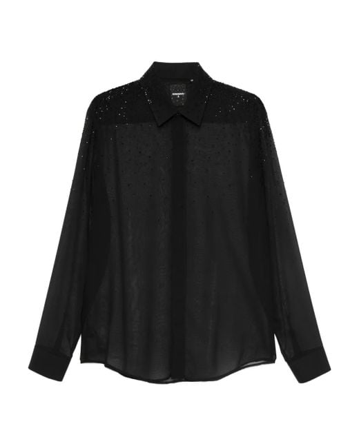 Patrizia Pepe Black Rhinestone-Embellished Shirt for men