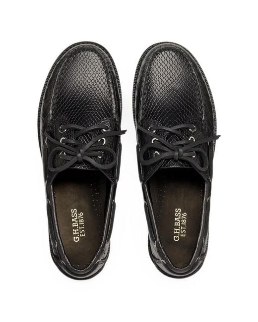 G.H.BASS Black Mallorie Camp Moc Croc-Embossed Loafers
