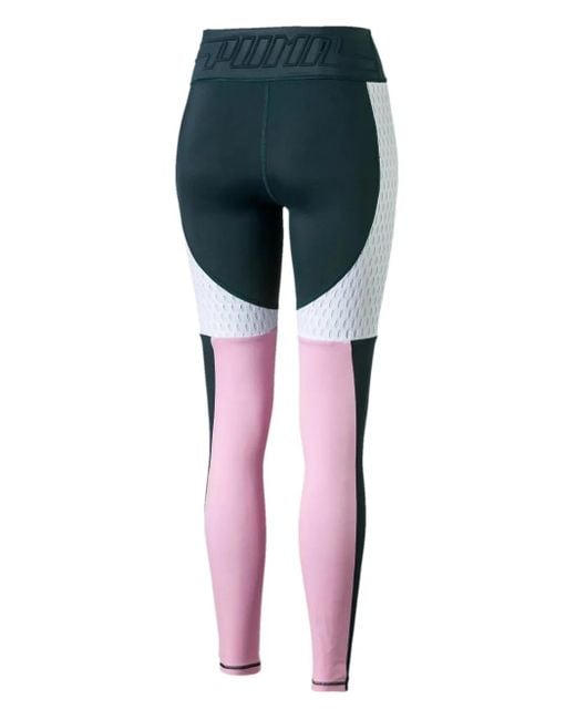 PUMA Green Cosmic Colour-Block Panelled Leggings