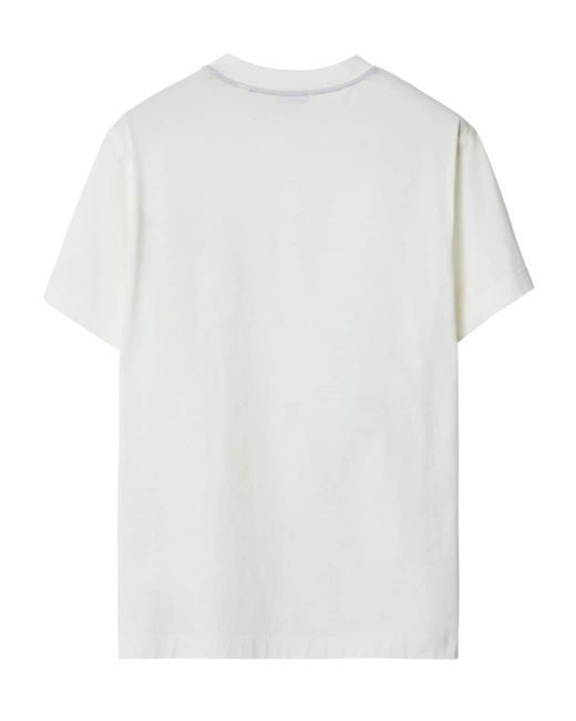 Burberry White Ekd-embroidered Cotton T-shirt for men