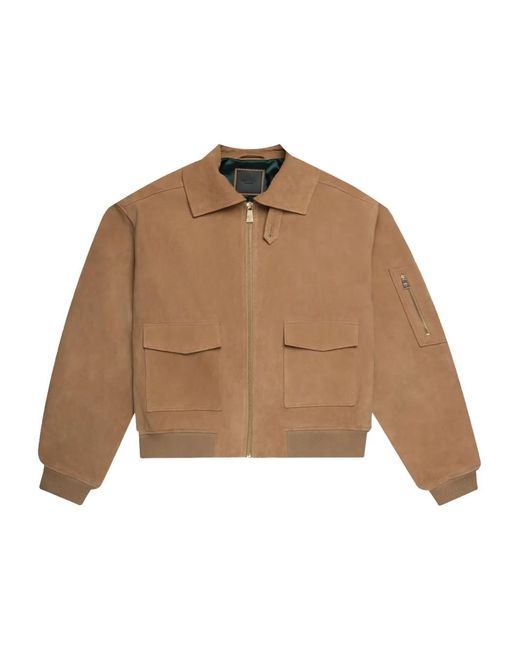 PLACE OF ELMS Natural Pocket Suede Jacket for men