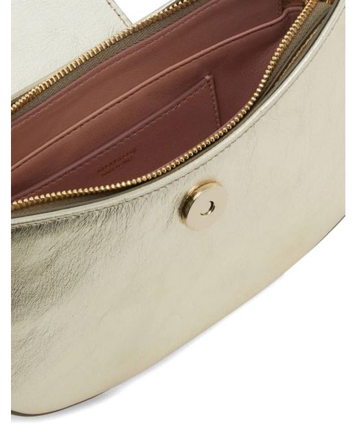 Ferragamo White Gancini Zip Shoulder Bag