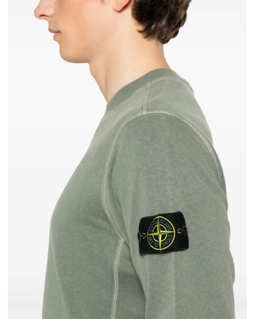 メンズ Stone Island コンパスバッジ スウェットシャツ Green