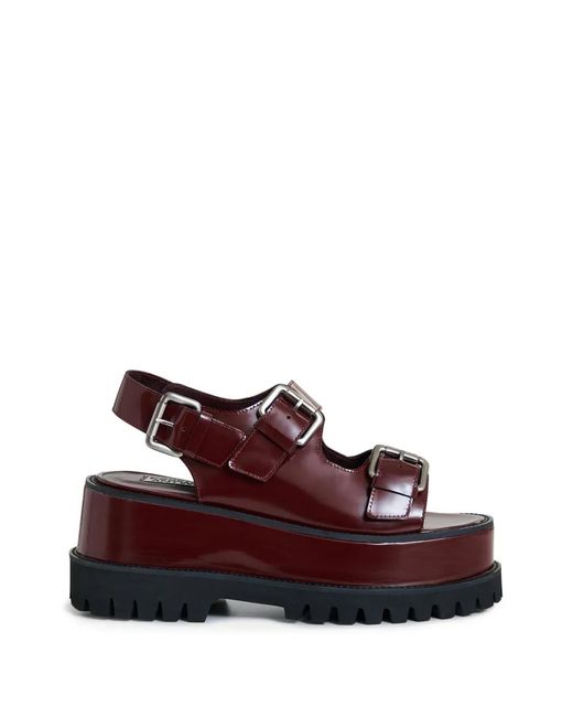 Essentiel Antwerp Purple Buckle-Strap Platform Sandals
