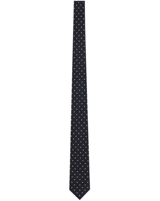 Cravate en soie à pois en jacquard Saint Laurent pour homme en coloris White