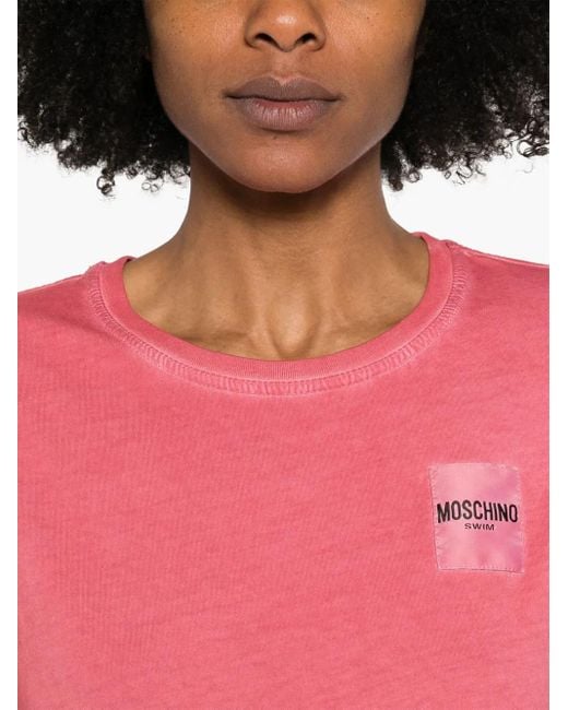 Moschino T-Shirt Met Logopatch in het Pink