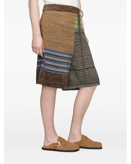 Maison Margiela Green Patchwork Knit Shorts for men