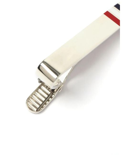 Fermacravatta A Righe di Thom Browne in White da Uomo