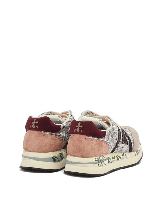 Premiata White Sequin-Embellished Sneakers