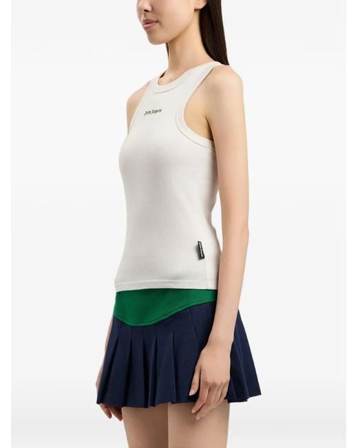 Palm Angels White Classic Logo Fitted Tank Top