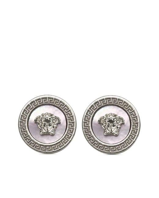Orecchini a bottone Medusa con madreperla di Versace in White