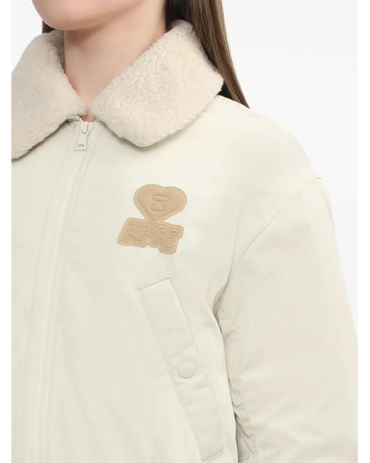 A Bathing Ape White Shearling Collar Patch Jacket