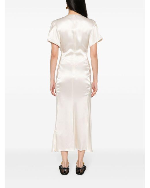 Robe mi-longue à fronces Victoria Beckham en coloris White