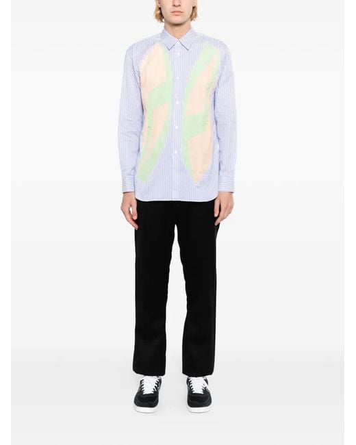 Comme des Garçons White Striped Patchwork Shirt for men