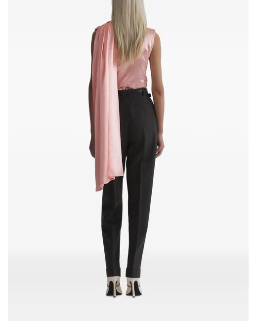 Mugler Red Scarf Sleeveless Top