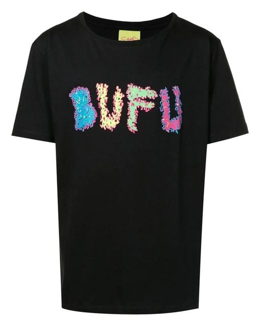 Amir Slama Black Slogan-Print Cotton T-Shirt