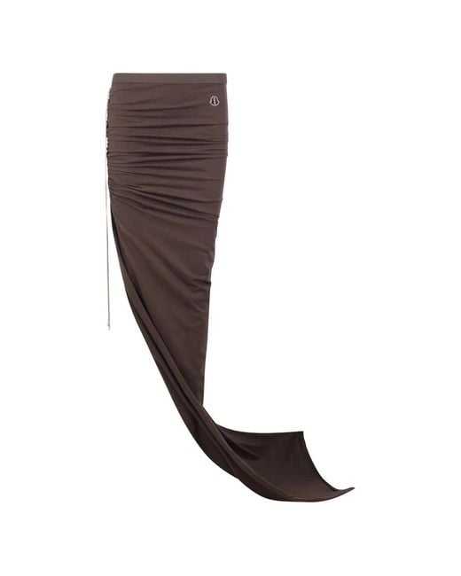 Moncler Brown X Rick Owens Logo Patch Drawstring Maxi Skirt