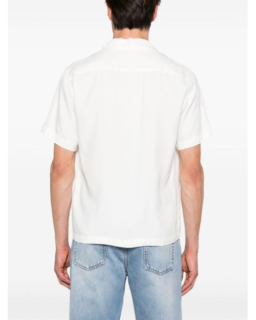Sandro White Camp-collar Short-sleeve Shirt for men