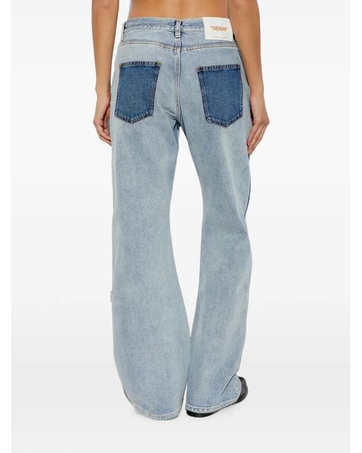 Off-White c/o Virgil Abloh Blue Patchwork Straight-Leg Jeans