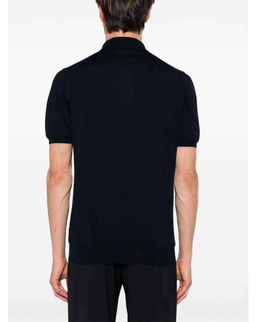 Kiton Black Knitted Polo Shirt for men