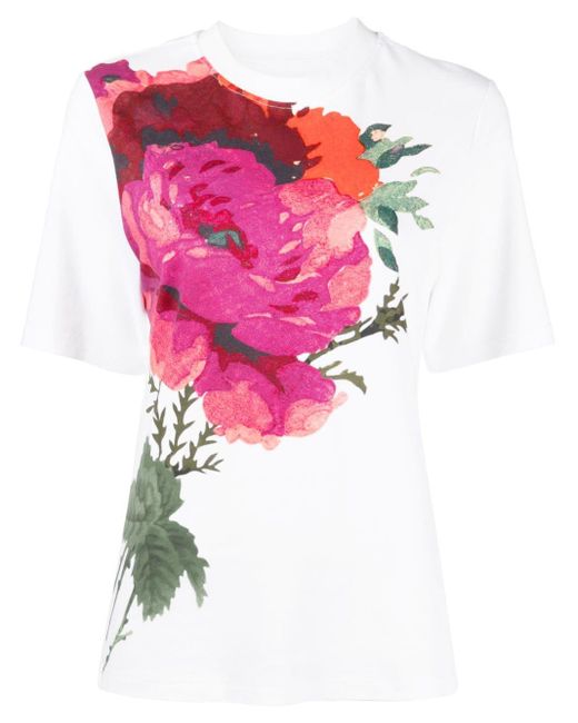 Erdem Pink Floral-print Cotton T-shirt