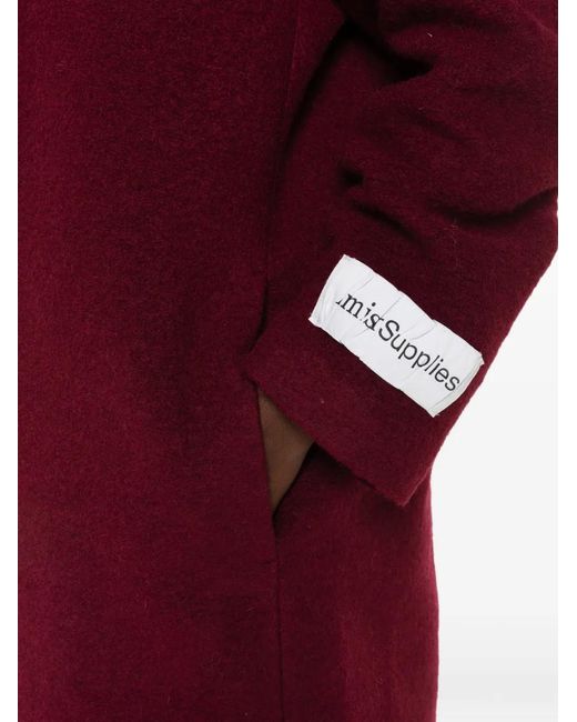 AMISH Red Single-Breasted Logo-Patch Coat