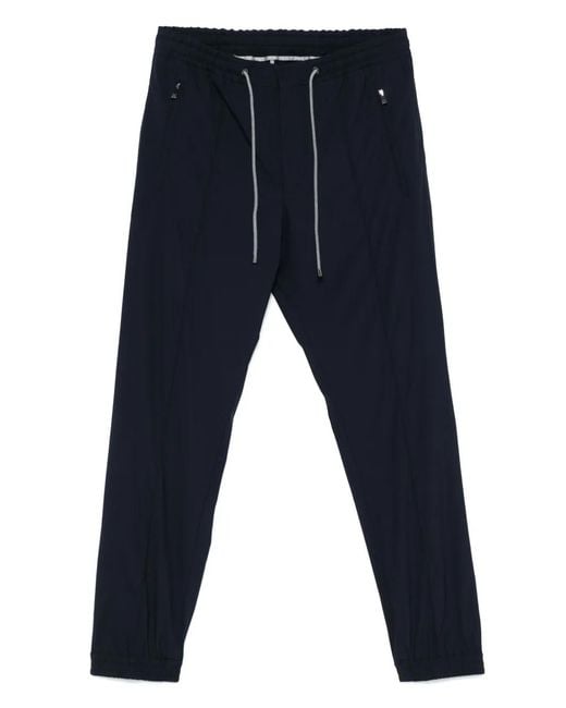 Corneliani Blue Drawstring Straight-Leg Trousers for men