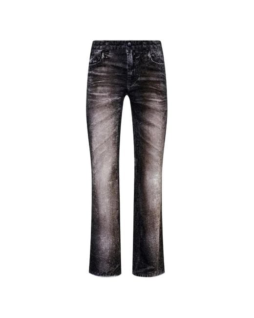 AVAVAV Black Denim-Print Trousers