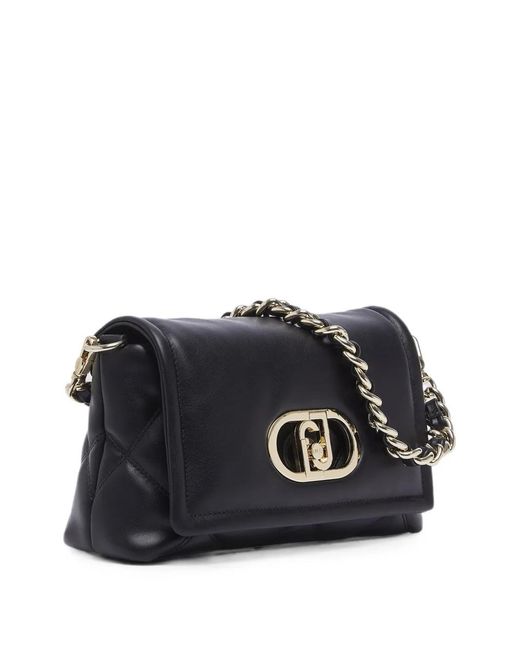 Liu Jo Black Medium Lapuffy Bag With Quilted Design