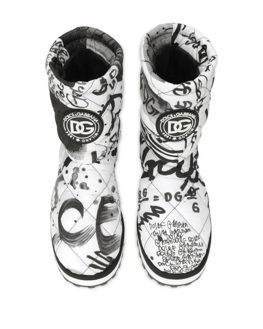Dolce & Gabbana Black Gefütterte Stiefel Mit Farbklecks-Print