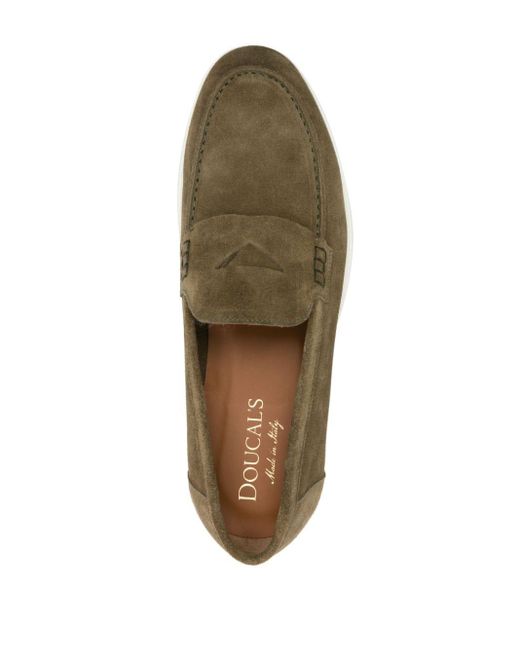 Doucal's Gray Penny-slot Suede Loafers for men
