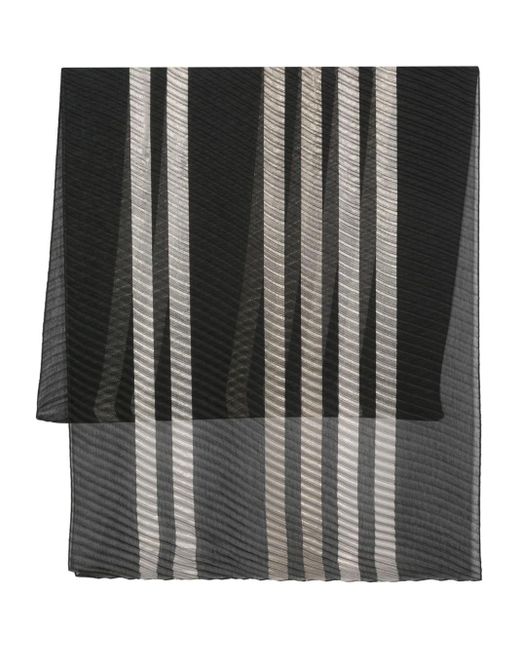 Emporio Armani Black Striped Plissé Scarf