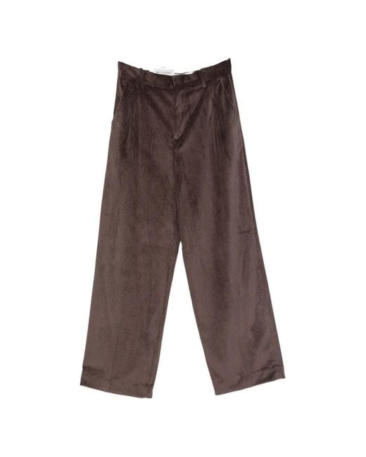 White Sand Brown Corduroy Wide-Leg Trousers
