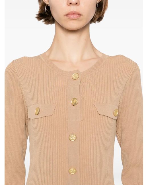 Karl Lagerfeld Natural Ribbed-Knit Maxi Dress