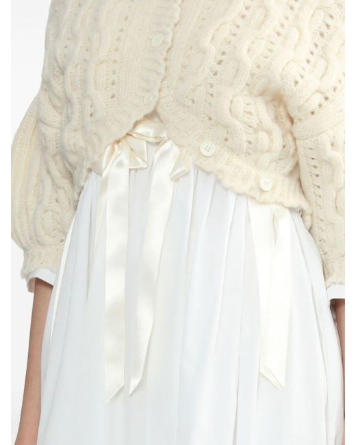 Simone Rocha Natural Bell-charm Cable-knit Cardigan