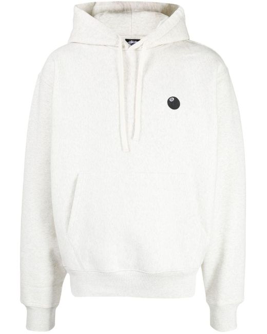Stussy White 8 Ball-embroidered Hoodie for men