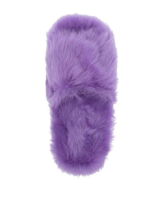 Bottega Veneta Purple Faux-fur Slippers