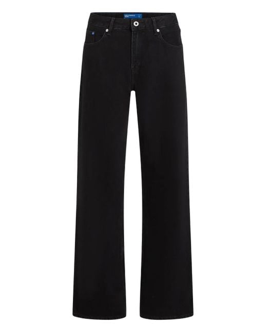 Karl Lagerfeld Black Mid-Rise Straight-Leg Jeans