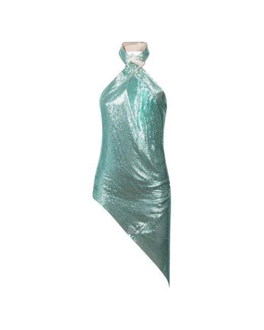 POSTER GIRL Blue Asymmetric-Hem Halterneck Dress