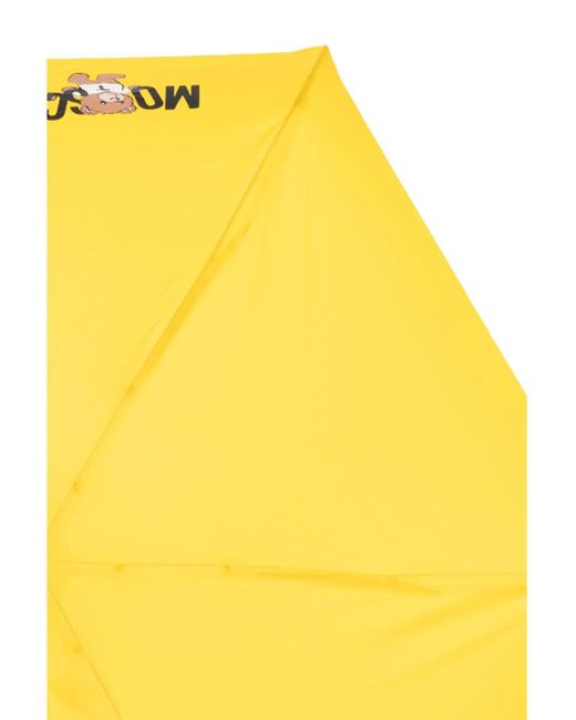 Moschino Yellow Teddy Bear-Logo Print Compact Umbrella
