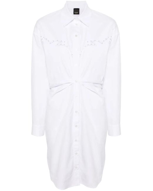 Pinko White Eyelet-Detail Cotton Shirtdress